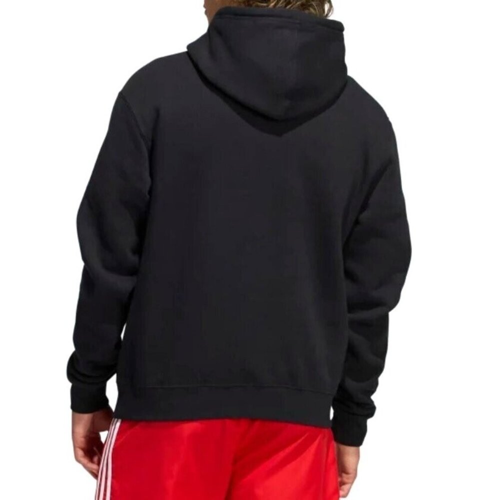 NEW MENS ADIDAS ORIGINALS PEACE SIGN TREFOIL HOODIE ~SIZE LARGE #HC1789 BLACK - Picture 6 of 8